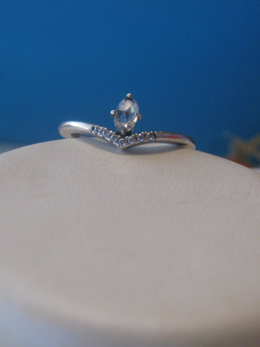 PANDORA - Classic Wishbone Clear CZ Ring - Size 5 (50) - 40$